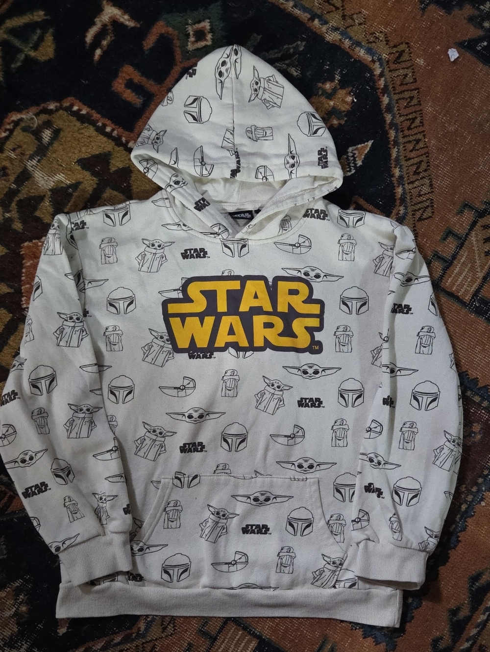 Star Wars White Hoodie with Yellow Logo and Brown Details